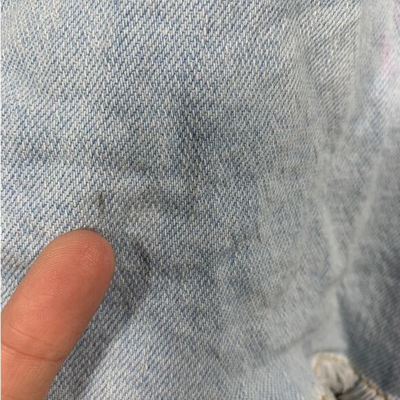 Overall Shorts Womens Medium Blue Denim Jeans Rainbow Details Festival Casual - Picture 14 of 15